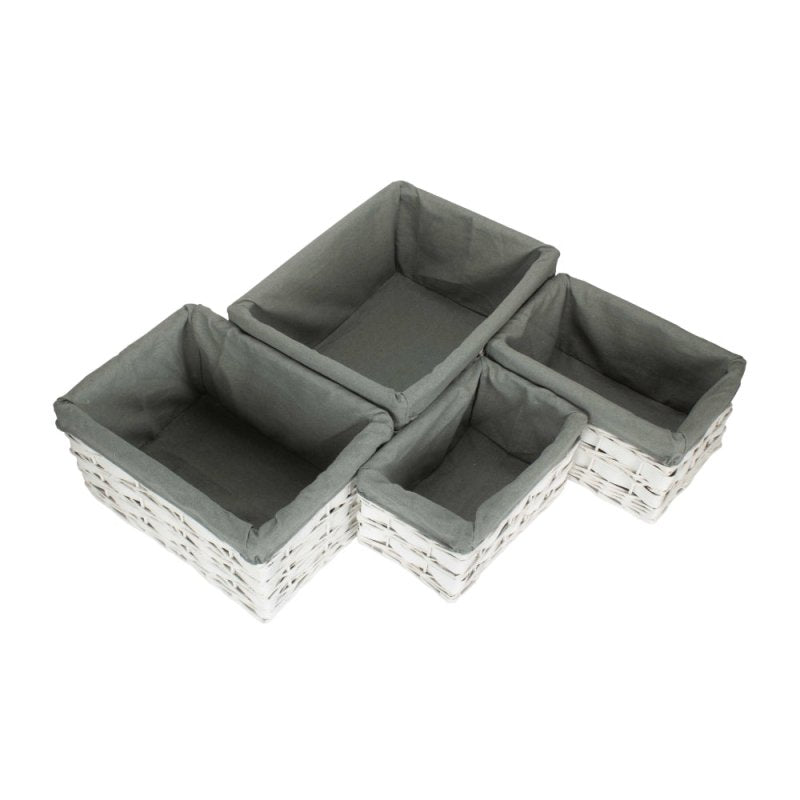 White Grey LinedScandi Storage Basket With Grey Lining - Storage Baskets - British D'sire