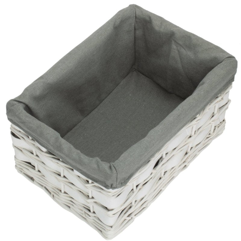White Grey LinedScandi Storage Basket With Grey Lining - Storage Baskets - British D'sire
