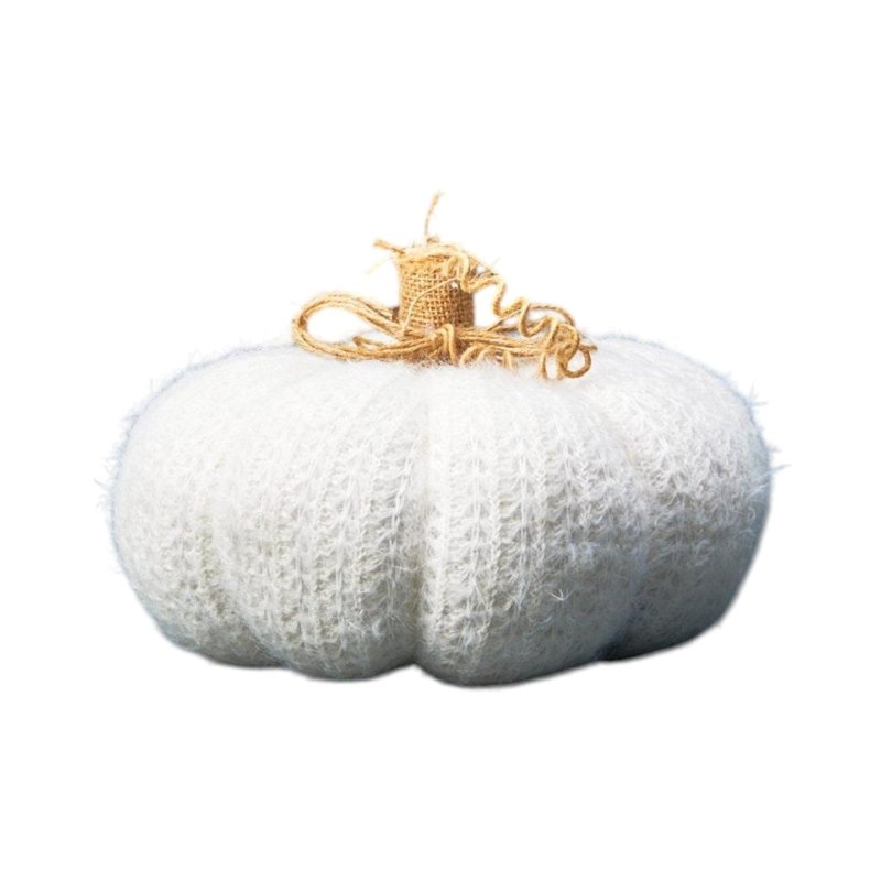 White Knitted pumpkin - Cushion - British D'sire Main image