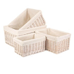 White Lined Storage Wicker Basket - Storage Baskets - British D'sire
