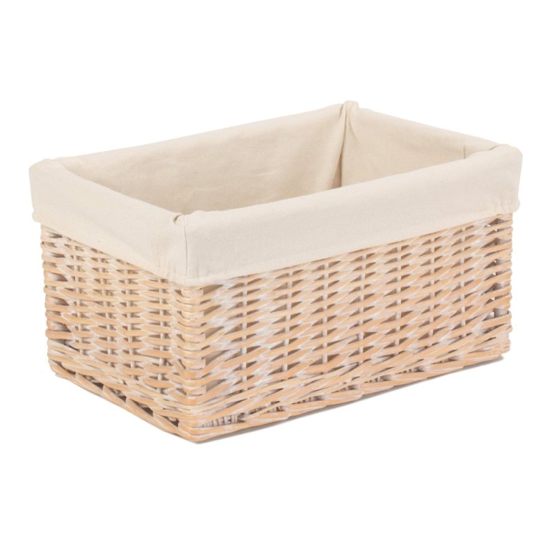 White Lined Storage Wicker Basket - Storage Baskets - British D'sire
