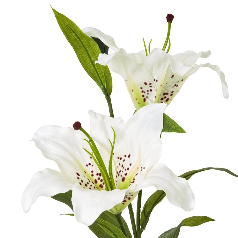 White Madonna Lily Spray Artificial Flower Stem - Artificial Plants & Trees - British D'sire