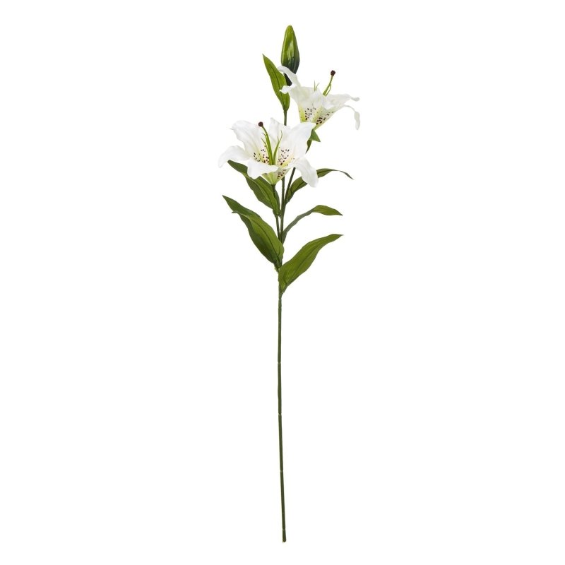 White Madonna Lily Spray Artificial Flower Stem - Artificial Plants & Trees - British D'sire