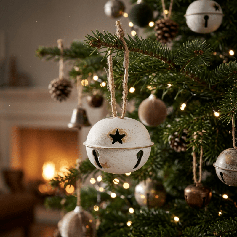 White Metal Nordic Bell Decoration Christmas Decoration - Christmas Decor - British D'sire