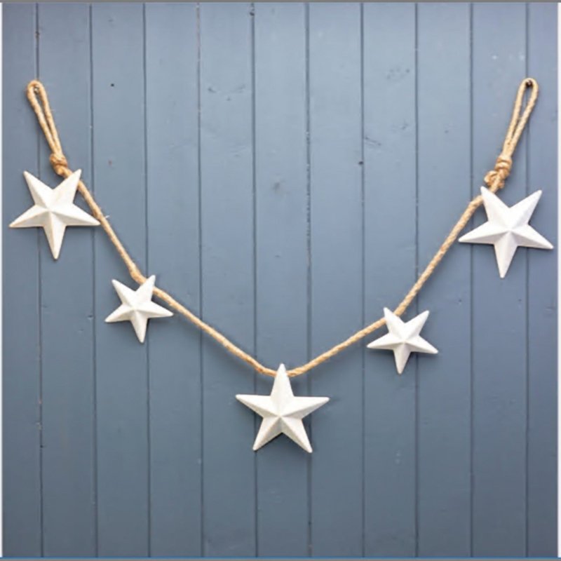 White Metal Star Christmas Garland 128cm - Garland - British D'sire