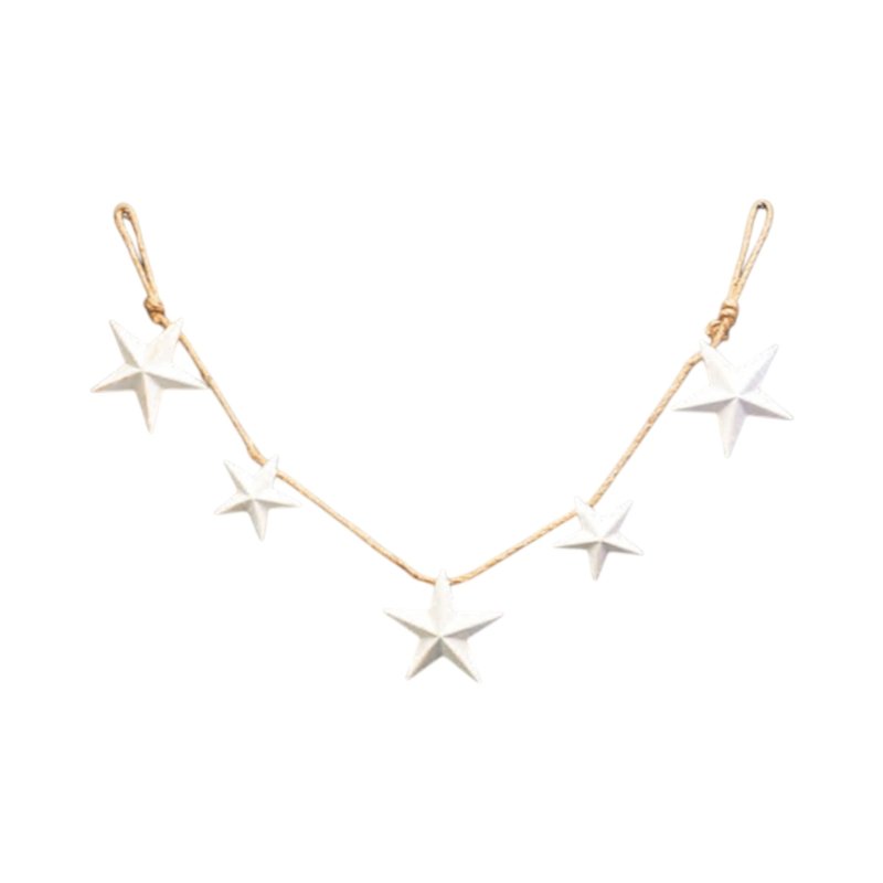 White Metal Star Christmas Garland 128cm - Garland - British D'sire