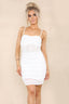 White Ruched Bodycon Dress - mini dress - British D'sire