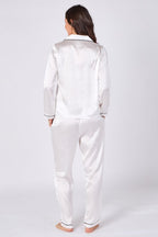 White Satin Pj Set - Loungewear - British D'sire