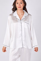 White Satin Pj Set - Loungewear - British D'sire