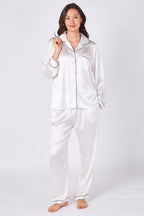 White Satin Pj Set - Loungewear - British D'sire