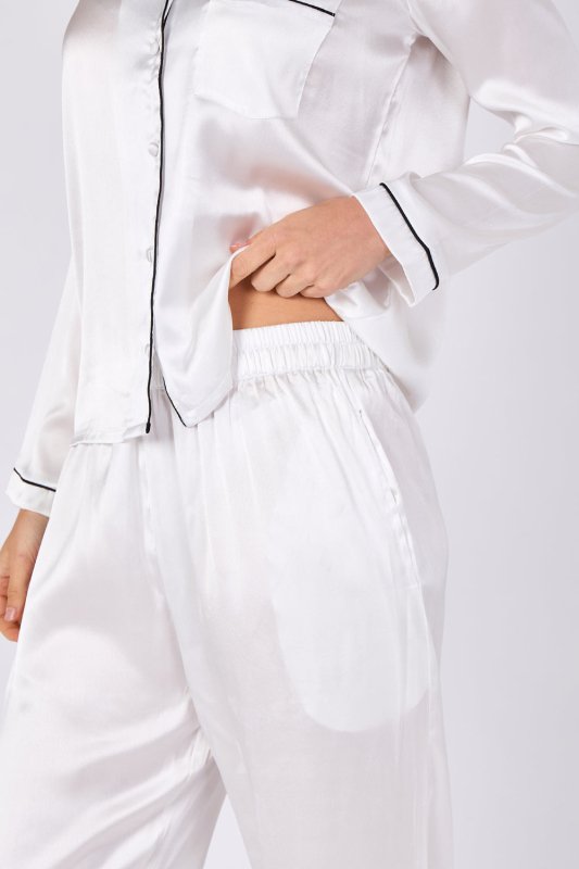 White Satin Pj Set - Loungewear - British D'sire