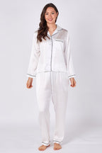 White Satin Pj Set - Loungewear - British D'sire