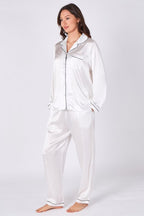 White Satin Pj Set - Loungewear - British D'sire