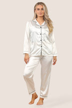 White Satin Pj Set - Loungewear - British D'sire