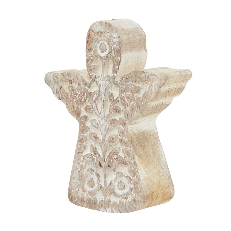White Wash Collection Patterned Large Angel Decoration - Christmas Decor - British D'sire