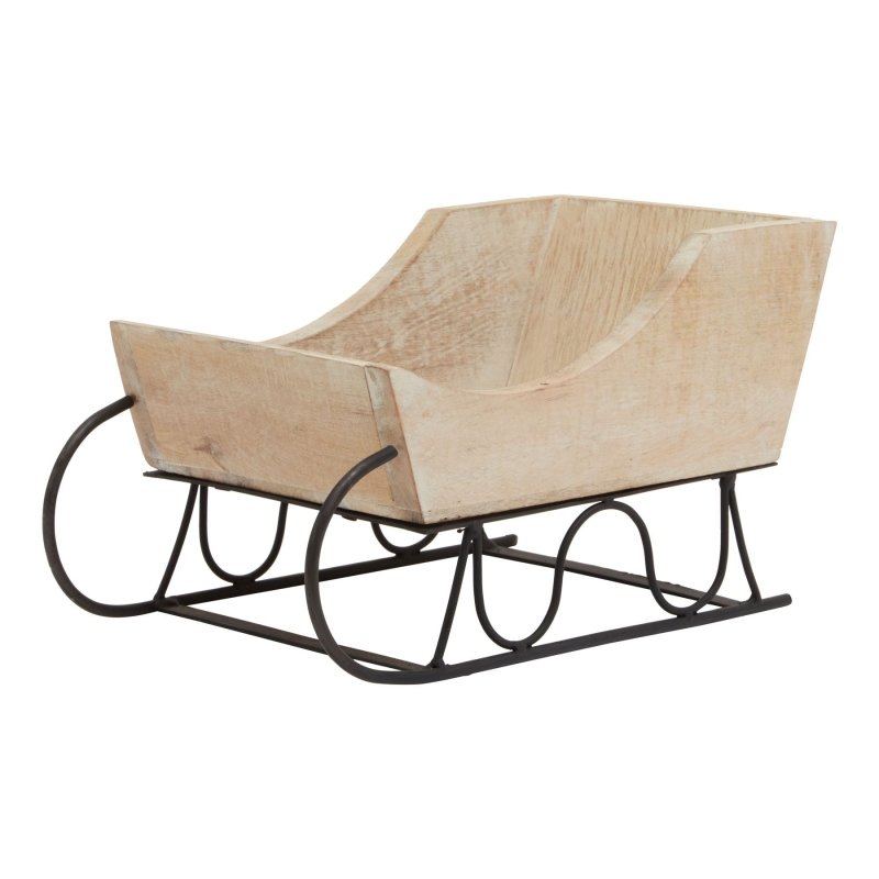 White Wash Collection Wooden Decorative Sleigh - Christmas Decor - British D'sire