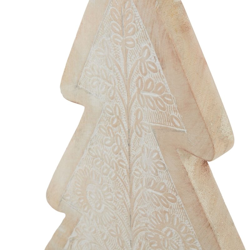 White Wash Collection Wooden Large Patterned Decorative Tree - Christmas Decor - British D'sire