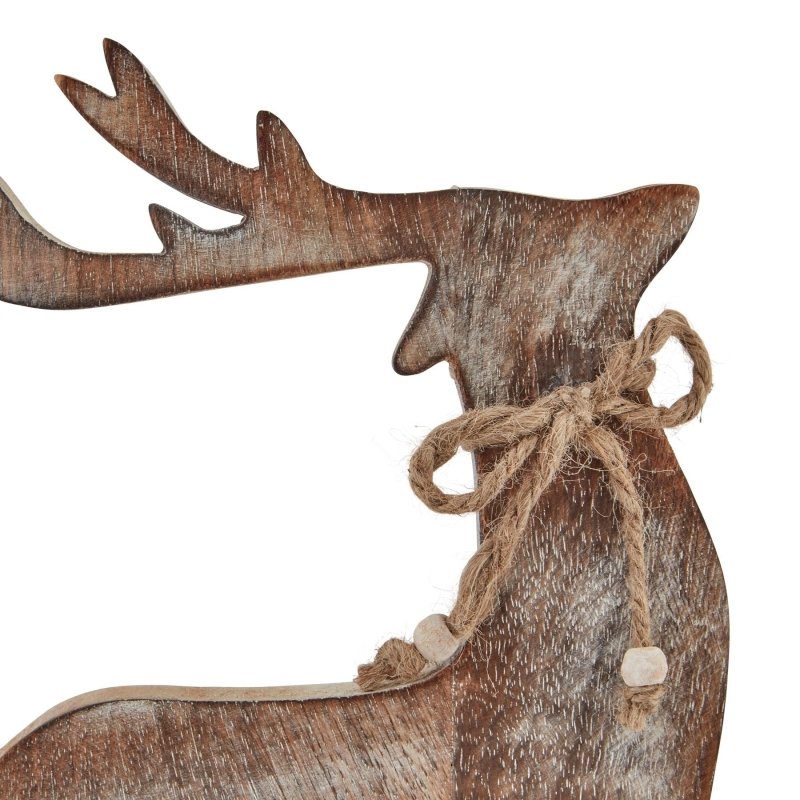 White Wash Collection Wooden Reindeer Decoration - Christmas Decor - British D'sire