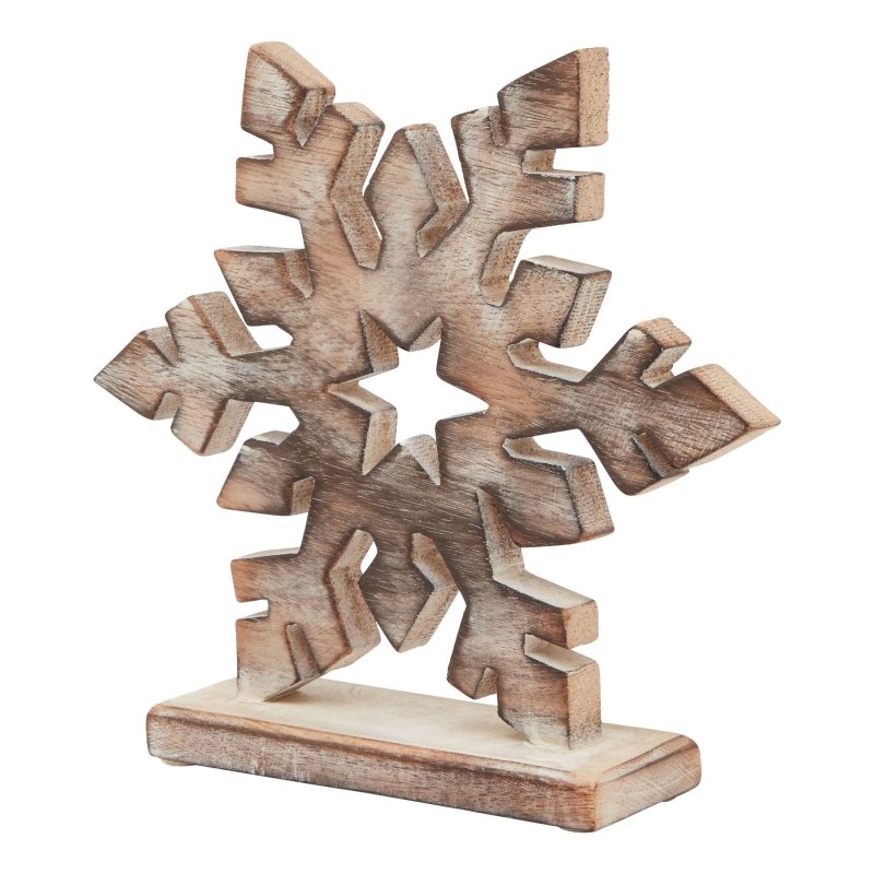 White Wash Collection Wooden Snowflake Decoration - Christmas Decor - British D'sire