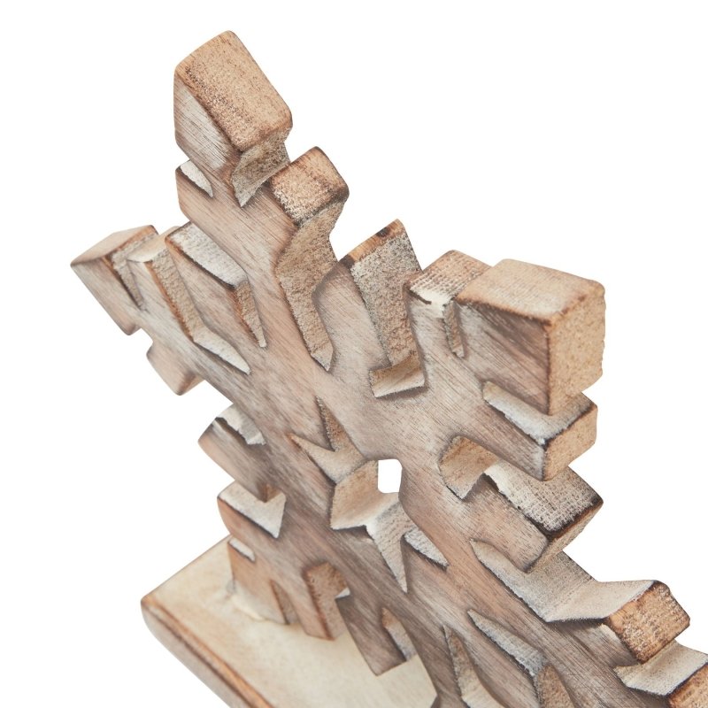 White Wash Collection Wooden Snowflake Decoration - Christmas Decor - British D'sire