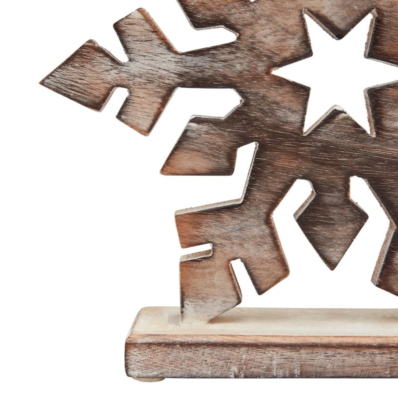 White Wash Collection Wooden Snowflake Decoration - Christmas Decor - British D'sire