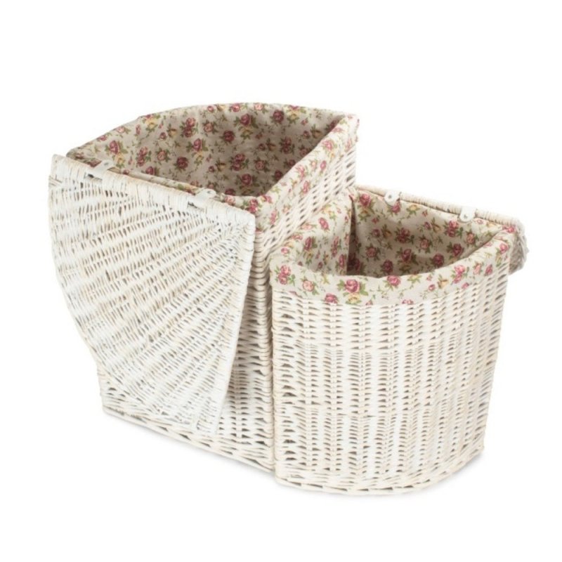 White Wash Corner Garden Rose Lined Laundry Basket - Laundry Baskets - British D'sire