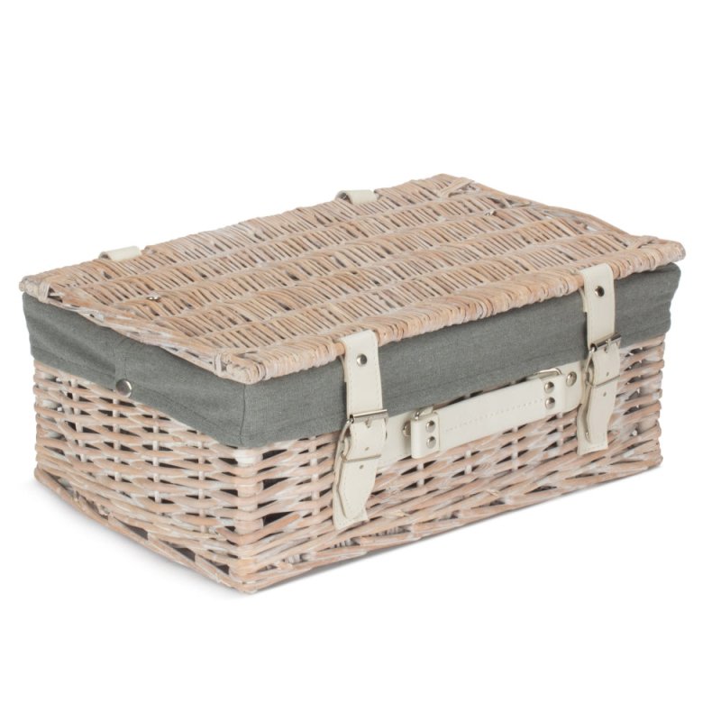White Wash Empty Picnic Basket - Empty Picnic Baskets - British D'sire