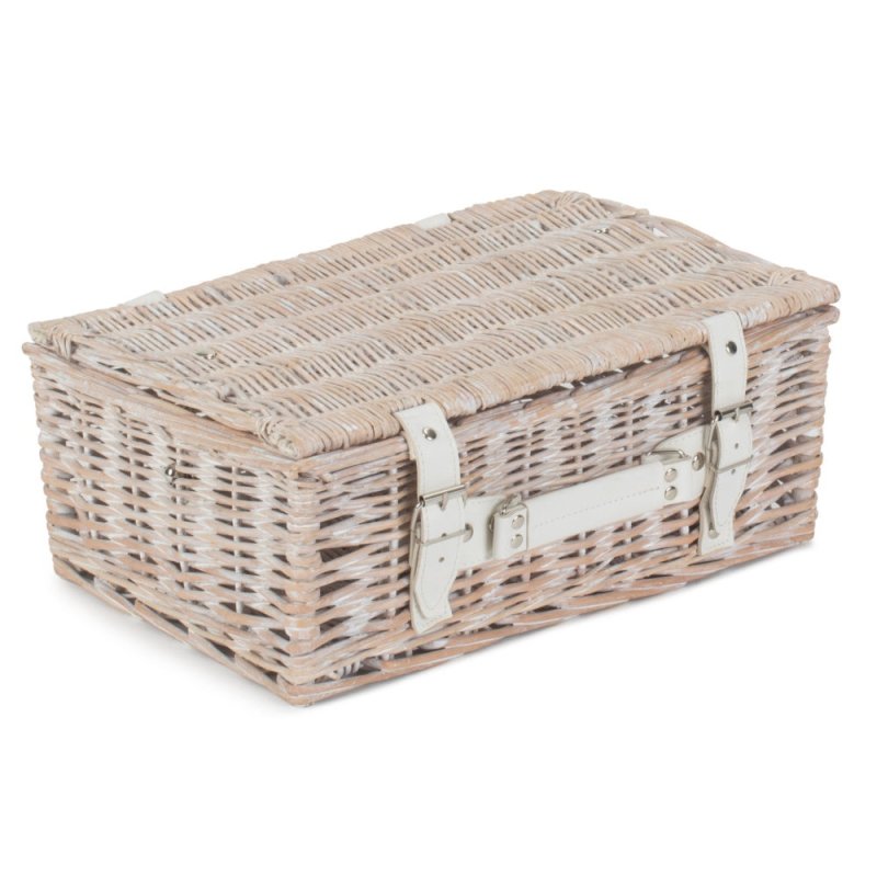 White Wash Empty Picnic Basket - Empty Picnic Baskets - British D'sire