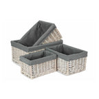 White Wash Grey Lined Open Storage Basket - Storage Baskets - British D'sire