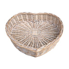 White Wash Heart Shaped Wicker - Serving Tray - British D'sire