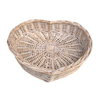White Wash Heart Shaped Wicker - Serving Tray - British D'sire