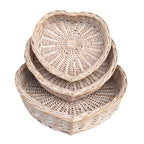 White Wash Heart Shaped Wicker - Serving Tray - British D'sire