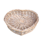 White Wash Heart Shaped Wicker - Serving Tray - British D'sire