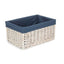 White Wash Navy Lined Open Storage Basket - Storage Baskets - British D'sire