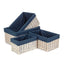 White Wash Navy Lined Open Storage Basket - Storage Baskets - British D'sire