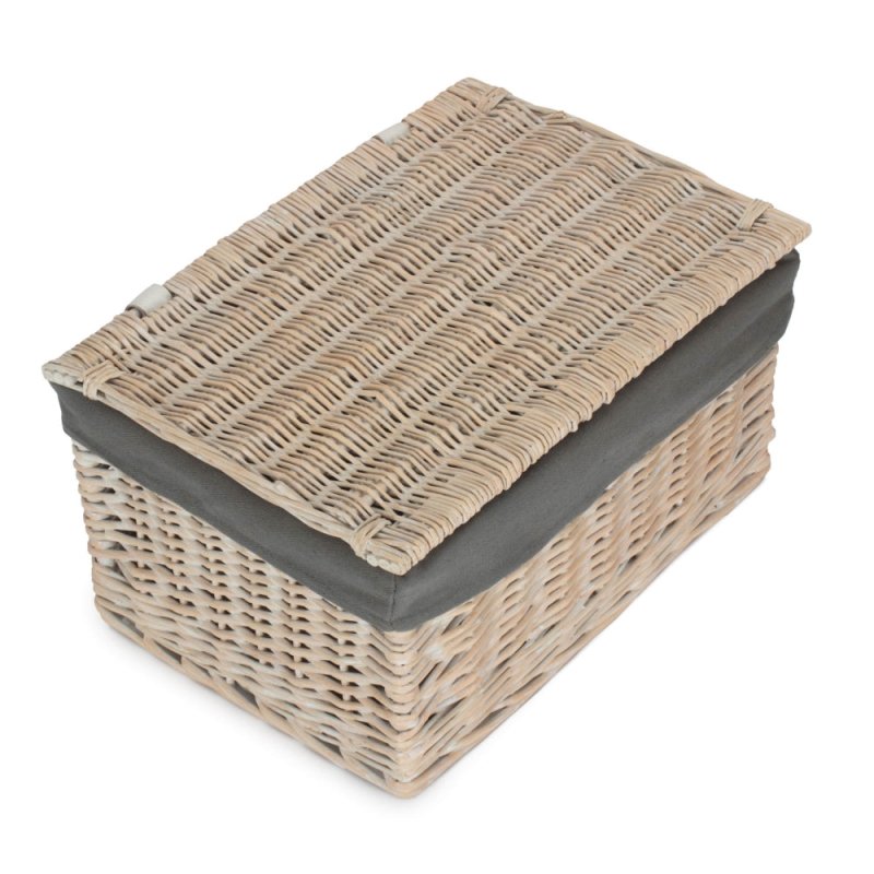 White Wash Steamed Cotton Lined Storage Basket - Storage Baskets - British D'sire
