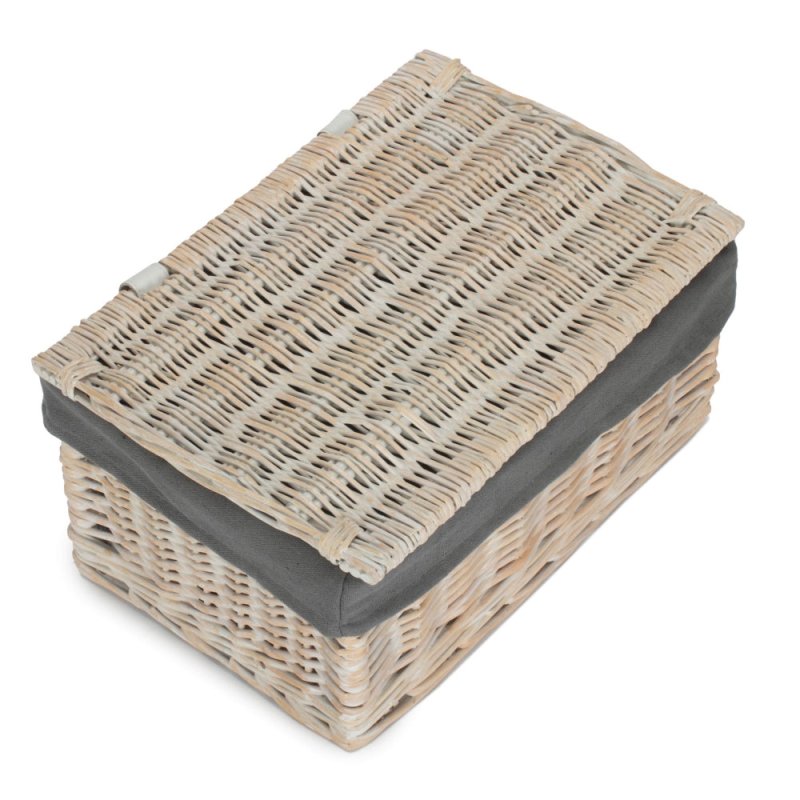 White Wash Steamed Cotton Lined Storage Basket - Storage Baskets - British D'sire