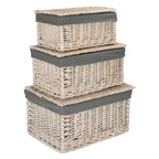 White Wash Steamed Cotton Lined Storage Basket - Storage Baskets - British D'sire
