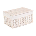 White Wash Steamed Cotton Lined Wicker Storage Basket - Storage Baskets - British D'sire