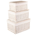 White Wash Steamed Cotton Lined Wicker Storage Basket - Storage Baskets - British D'sire