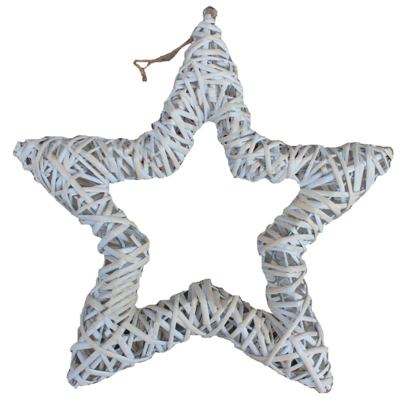 White Wash Wicker Open Star Christmas Decoration - Home Decor & Furniture - British D'sire Main image