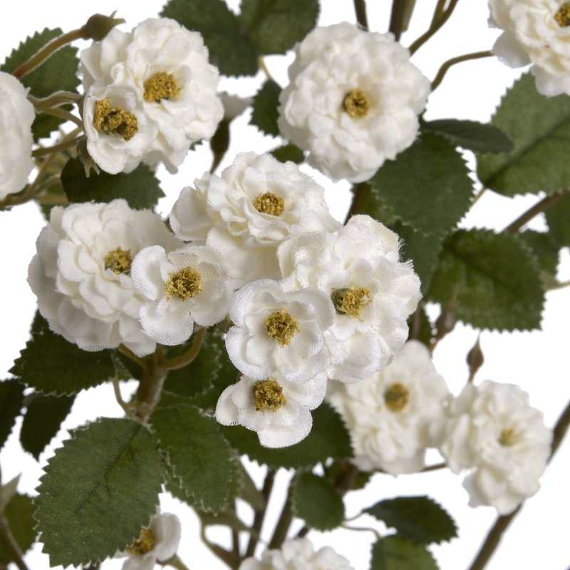 White Wild Meadow Rose Artificial Flower Stem Secondary image