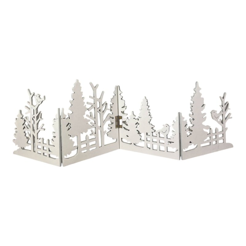 White Wooden Christmas Scene Display (18.5cm) - Christmas Decor - British D'sire Main image