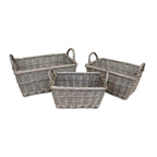 Wicker Antique Wash Finish Handled Unlined Storage Basket - Storage Baskets - British D'sire