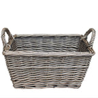 Wicker Antique Wash Finish Handled Unlined Storage Basket - Storage Baskets - British D'sire