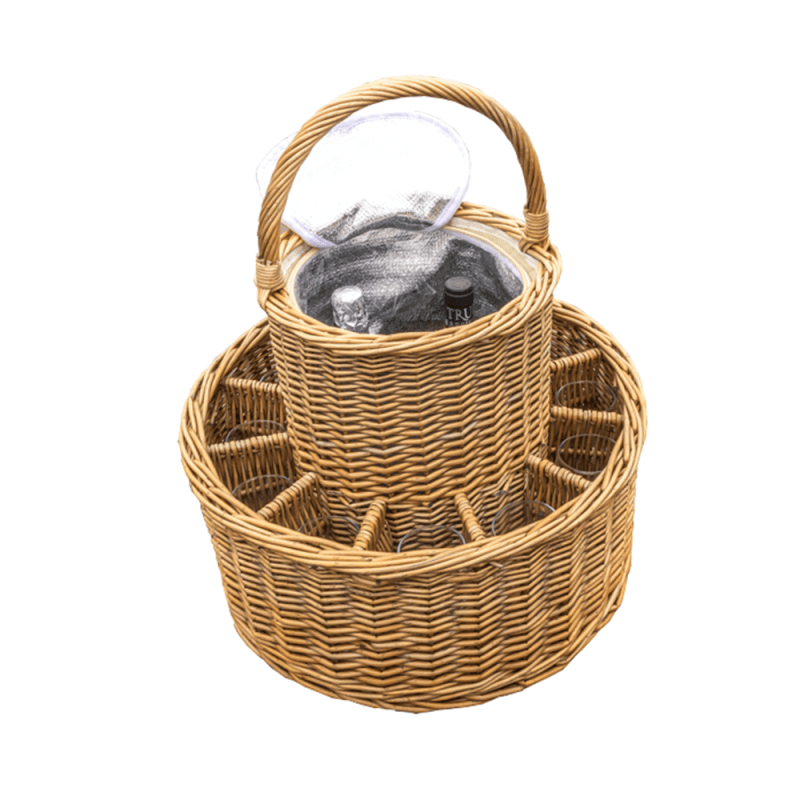 Wicker Celebration Basket with Fitted Cooler and Glasses - Drinks Baskets - British D'sire Main image