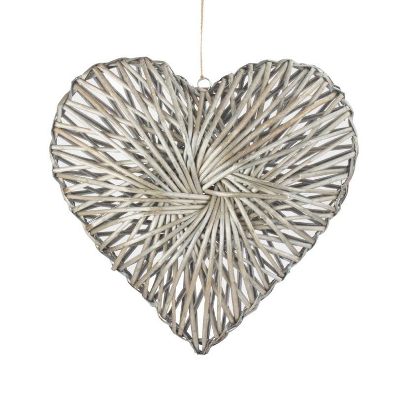 Wicker Heart Wreath Grey Wash Finish - Home Decor & Furniture - British D'sire