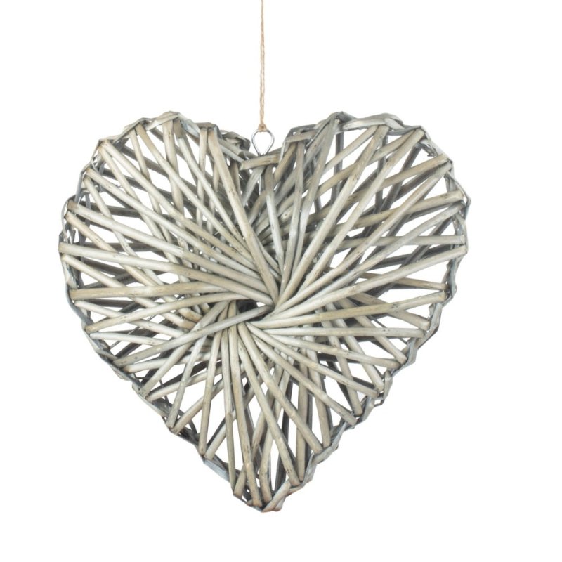 Wicker Heart Wreath Grey Wash Finish - Home Decor & Furniture - British D'sire