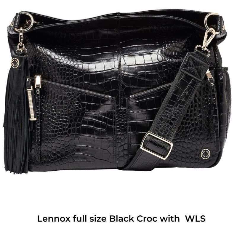 Wide Leather Cross Body Strap - Black Croc - Accessories - British D'sire