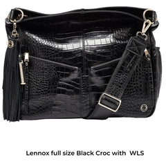 Wide Leather Cross Body Strap - Black Croc - Accessories - British D'sire